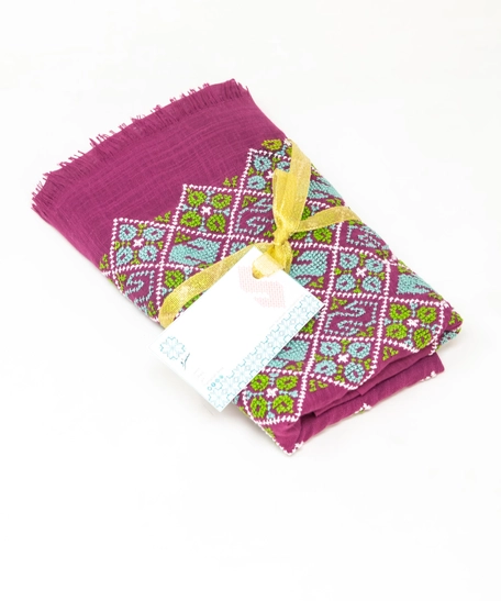 Embroidered Leech Scarf - Multiple Colors - Raspberry