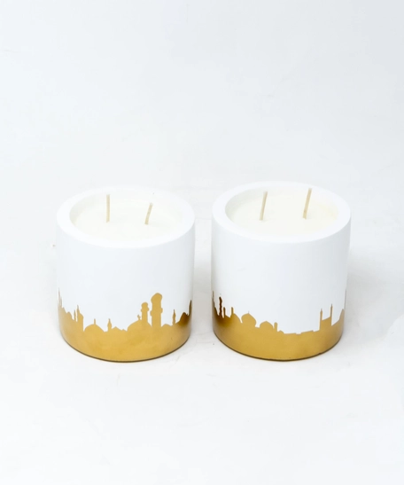 Set of Two Candles - Islamic Decorations - Golden