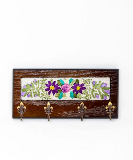 Wooden Floral Key Hanger - Many Designs - Light Pink