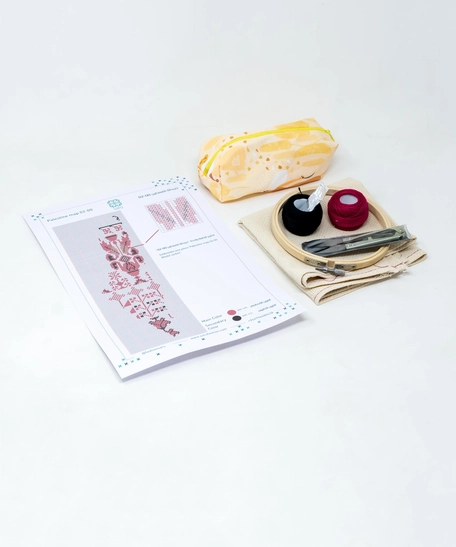 DIY Palestine Map Embroidery Kit - Yellow Bag - Off White