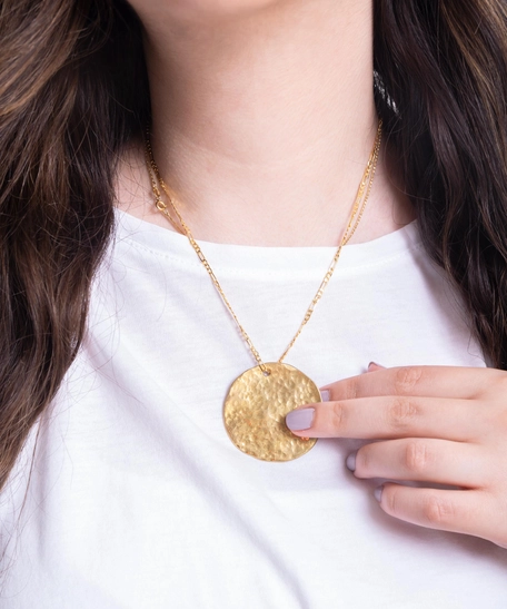 Circle Pendant Copper Necklace