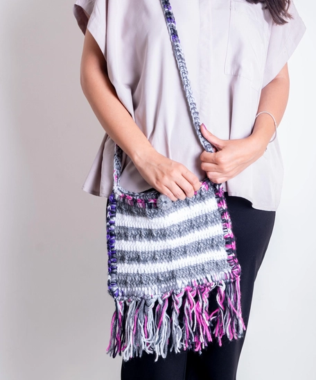 Crochet Crossbody Bag With Tassels