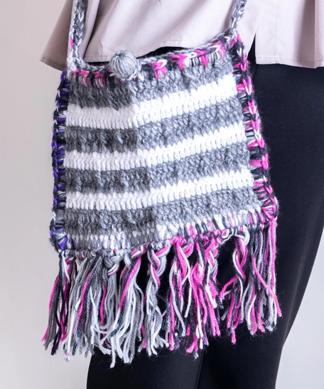 Crochet Crossbody Bag With Tassels