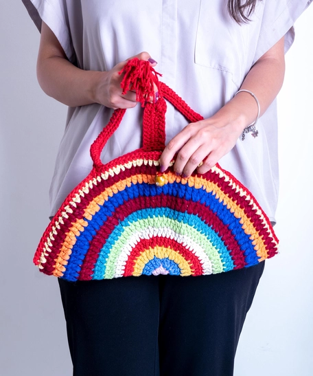 Semi Circle Crochet Handbag