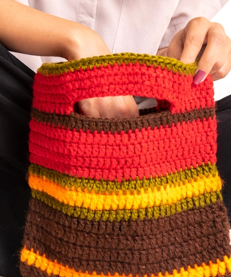 Small Colorful Rag Rug Handbag