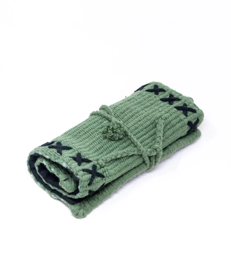 Woolen Roll Up Pouch Organizer - Teal