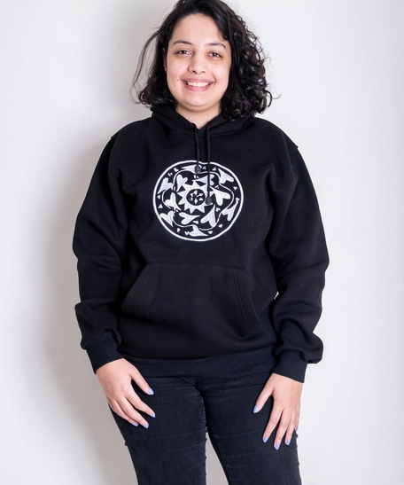Black Hoodie With Nabataean Embroidery - Small