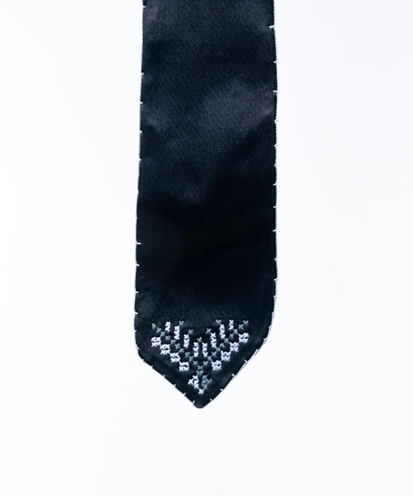Embroidered Necktie - Brown
