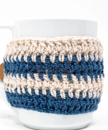 Blue and White Striped Cup Sleeve