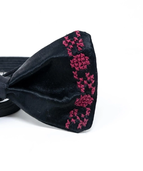 Embroidered Bow Tie In Multiple Designs - White & Blue