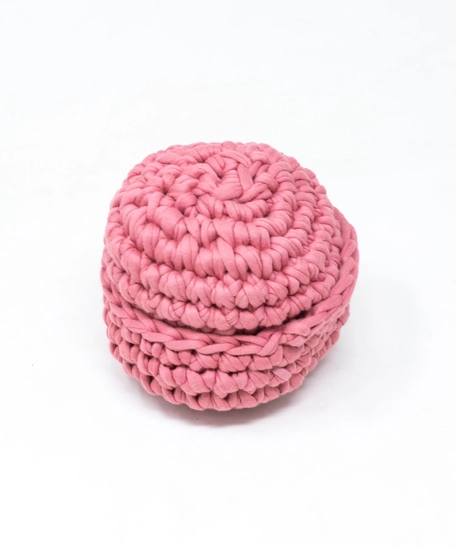 Crochet Nesting Basket With Lid - Blue