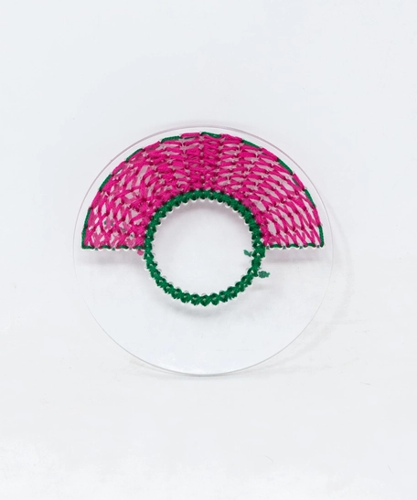 Round Embroidery Coasters Set Of Two - Red & Green