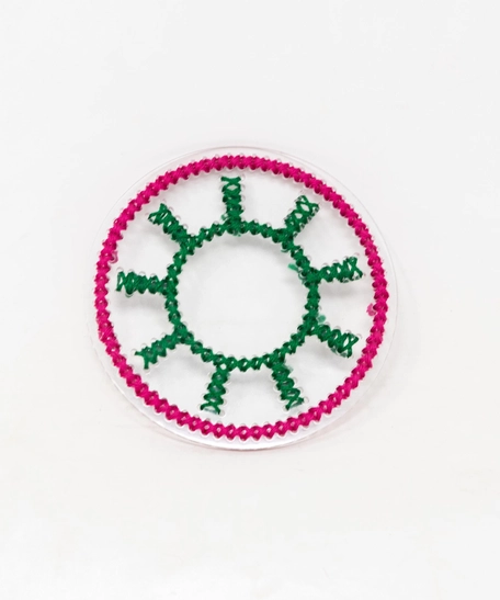 Round Embroidery Coasters Set Of Two - Red & Green