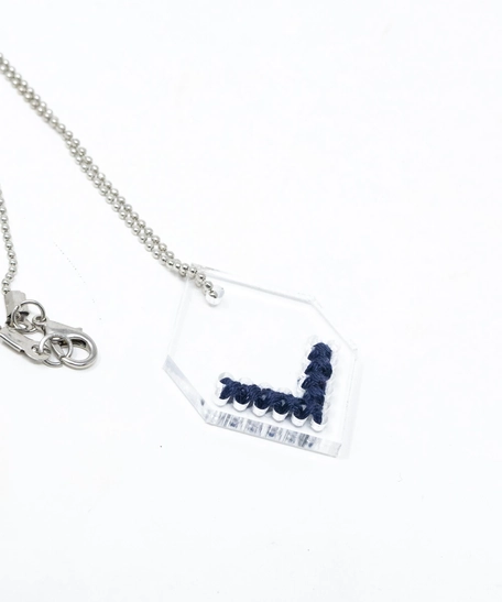 Silver Embroidered Necklace - Two Color Options - Blue