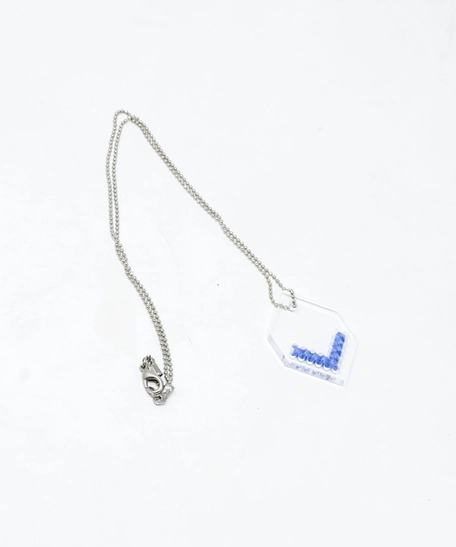 Silver Embroidered Necklace - Two Color Options - Blue