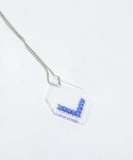 Silver Embroidered Necklace - Two Color Options - Blue