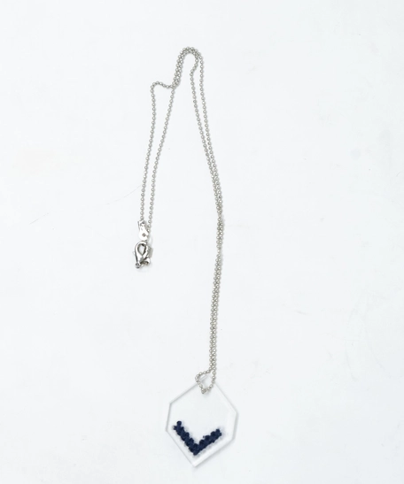 Silver Embroidered Necklace - Two Color Options - Blue