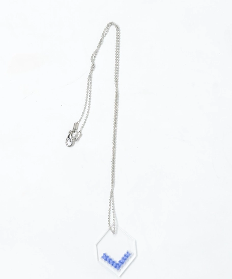 Silver Embroidered Necklace - Two Color Options - Blue