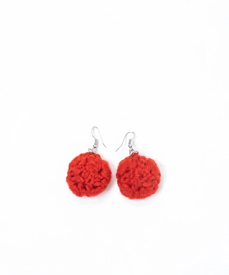 Yarn Ball Earrings - Red