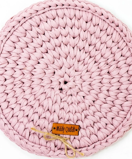 Hand Knitted Cooking Pot Crochet Coaster - Multiple Colors - Pink