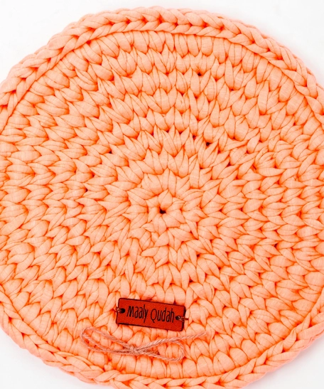 Hand Knitted Cooking Pot Crochet Coaster - Multiple Colors - Pink