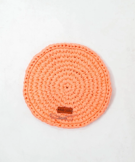 Hand Knitted Cooking Pot Crochet Coaster - Multiple Colors - Pink