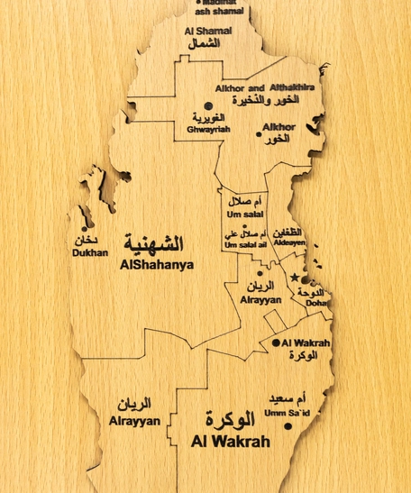 ديكور حائط خشب - خريطة قطر