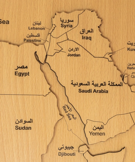 ديكور حائط خشب - خريطة الوطن العربي 