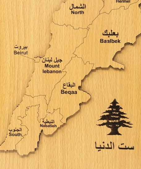 ديكور حائط خشب - خريطة لبنان