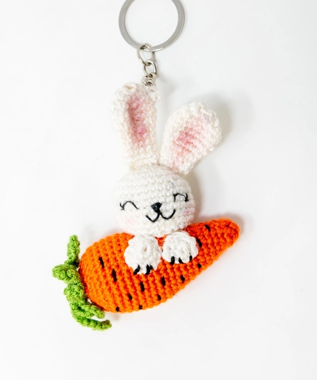 Amigurumi Crochet Bunny and Carrot Keychain