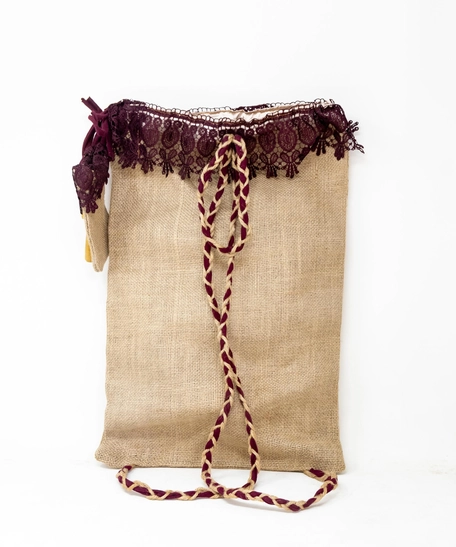 Burlap Backpack with Small Purse