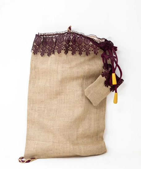 Burlap Backpack with Small Purse