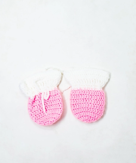 Crochet Baby Mittens - White and Blue