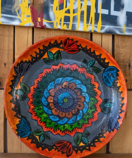 Hand-Painted Ceramic Plate - Large Size