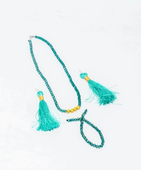 Necklace and Earrings Set - Turquoise and Gold