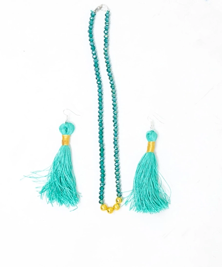 Necklace and Earrings Set - Turquoise and Gold