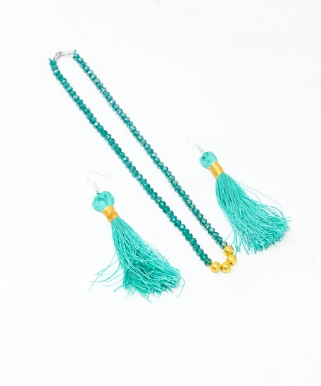 Necklace and Earrings Set - Turquoise and Gold