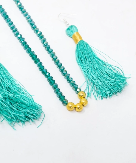 Necklace and Earrings Set - Turquoise and Gold