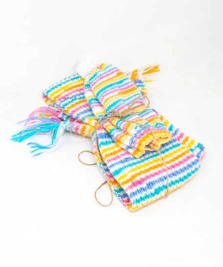 Knitted Kids Beanie and Scarf Set - Multicolor