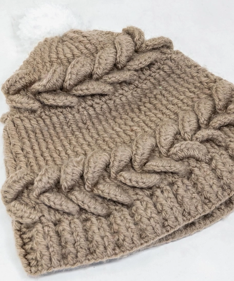 Kids Pom Beanie - Beige