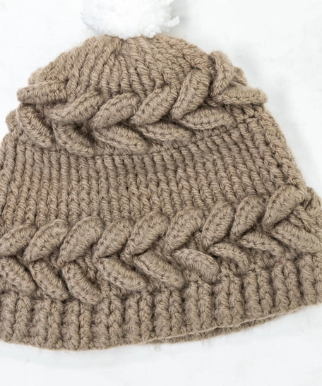 Kids Pom Beanie - Beige