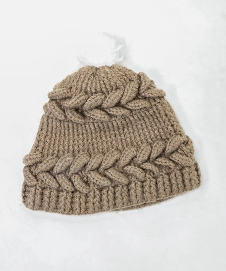 Kids Pom Beanie - Beige