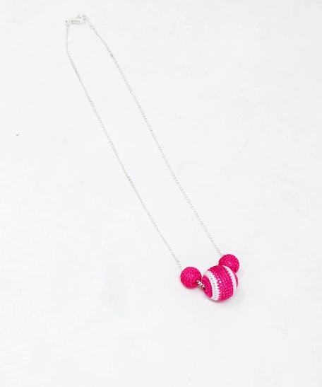 Silk Threads Necklace  - Pink