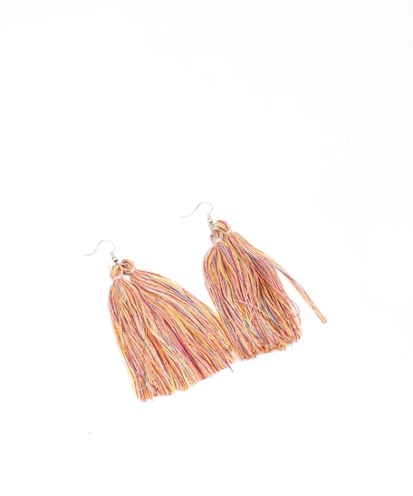 Colored Threads Tassels Earrings - Two Tassels