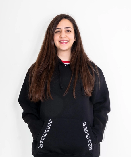 Black Hoodie with Hand-Embroideries - Large