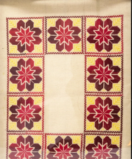 Embroidered Serving Tray - Red and Yellow