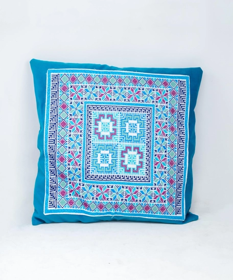 Blue Embroidered Cushion Cover