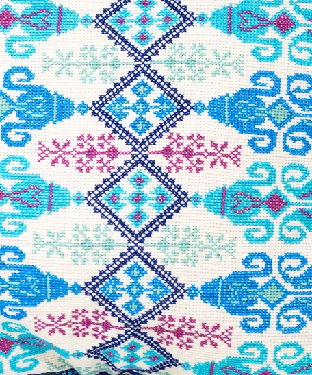 Blue and White Embroidered Cushion Cover