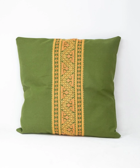 Green Embroidered Cushion Cover