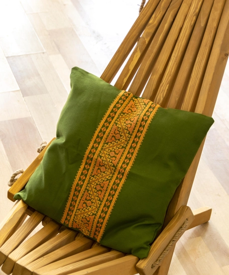 Green Embroidered Cushion Cover